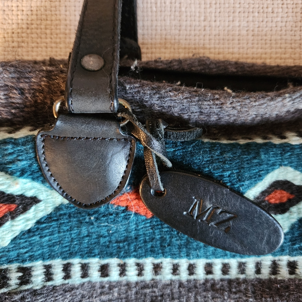 Handmade Oaxacan Patterned Tote Bag with Black Straps - Picture 3 of 8